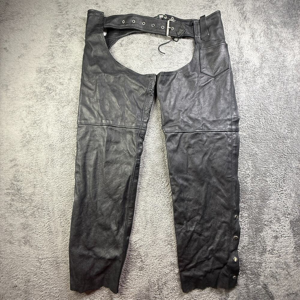 Rockin Leather Chaps RL Vintage Black Mens XL Riding Rodeo Western Bottoms